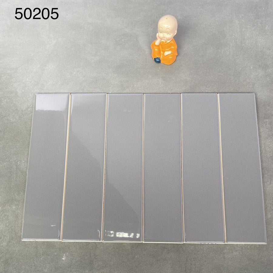 High-quality dark gray glossy flat tile, size 50x200, code PSTA50205