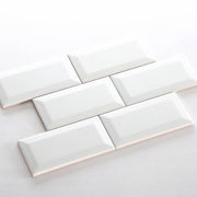 White glossy beveled premium tile, size 75x150mm PSTA75150-B