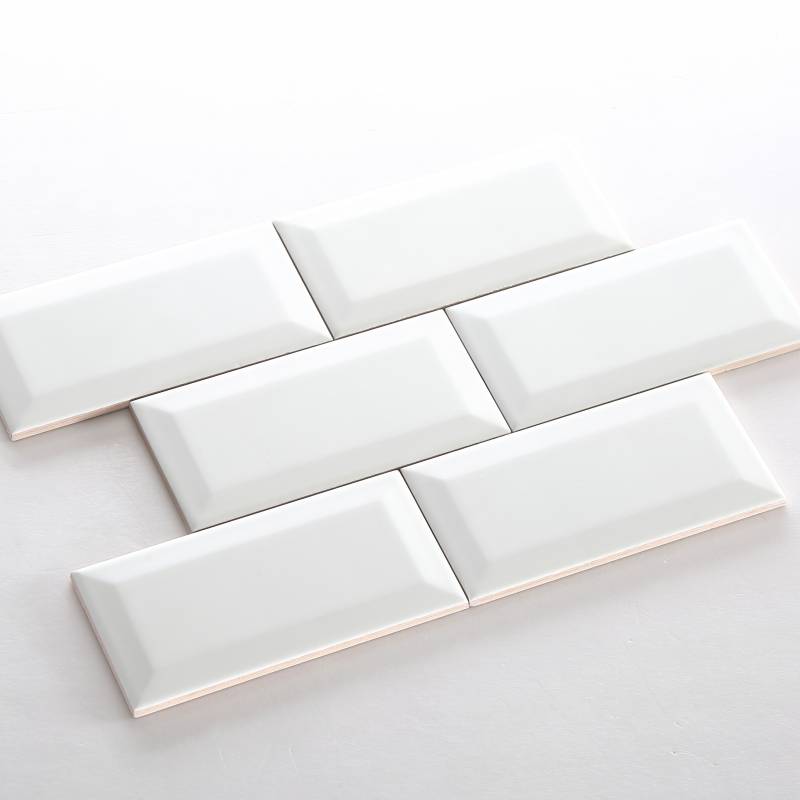 White glossy beveled premium tile, size 75x150mm PSTA75150-B