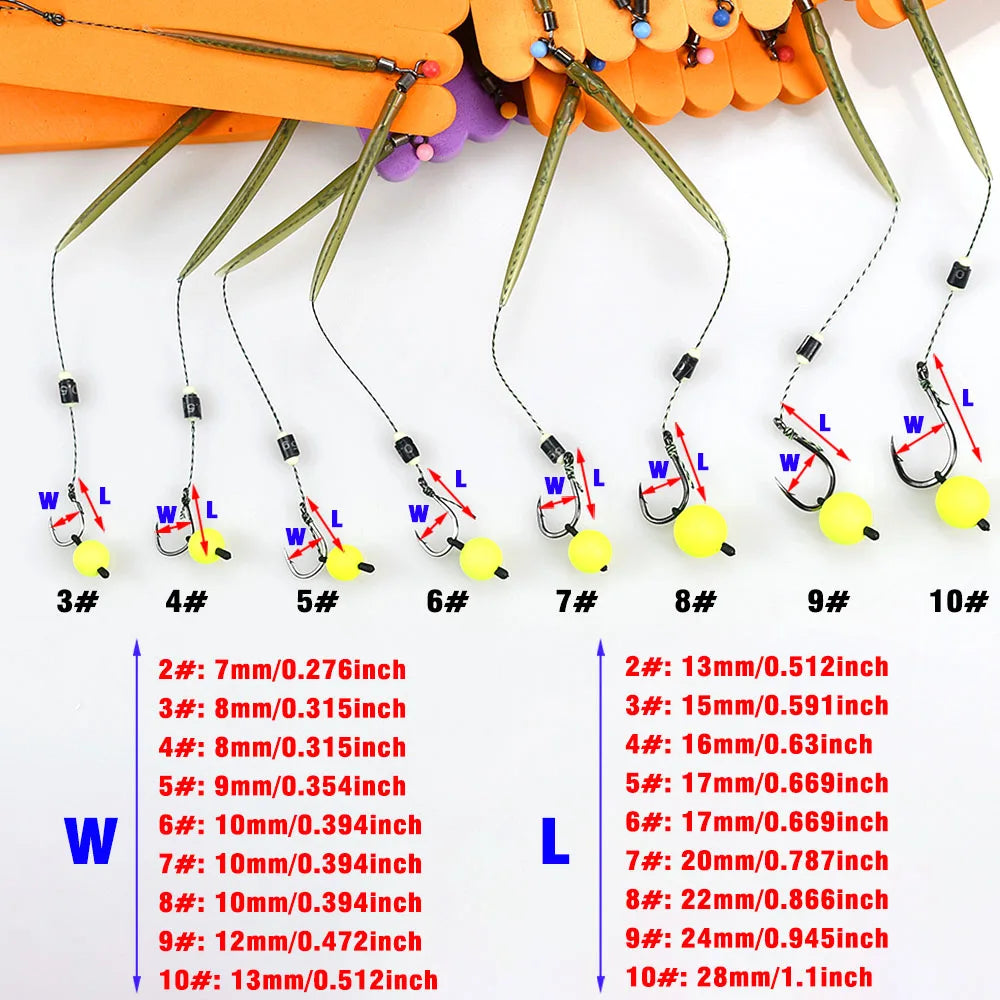 MNFT 3Sets Carp Fishing Rigs with Ready-Made Hair Hooks Size 3#-10# Pesca Hook Fishing Lure Tackle for Carp Fishing