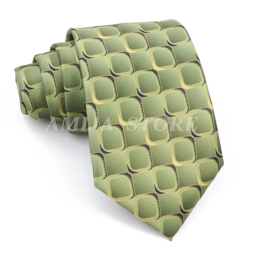 男士復古塗鴉圖案仿絲領帶 8厘米