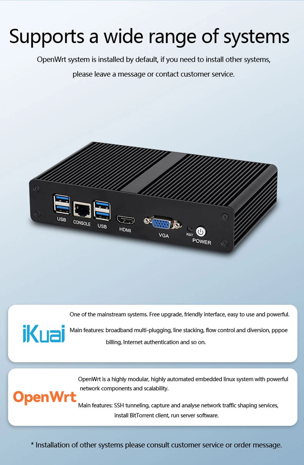 BEBEPC Fanless MINI router  Intel 4405U 6*LAN i211 NICS 1*RS232 3/4G module pfsense firewall soft VPN sever Linx win10/11 pc - Daisan Mart