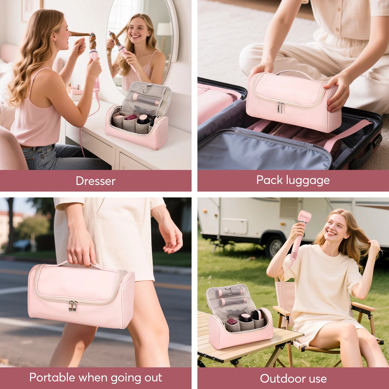 High Speed ​​5 in 1 Hair Dryer Hot Air Comb Set,Hair Brush Curling Iron Hair Straightener Styling Tool For Blow Dryer Gift Box