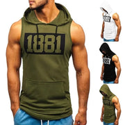 Men's Sleeveless Gym Tank Top with Hood and Pockets