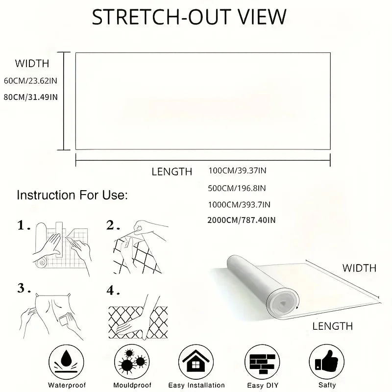 Self-Adhesive Waterproof Wall Stickers Marble and Tile Patterns Easy Match Washable for Kitchen Bathroom Renovating Wallpaper