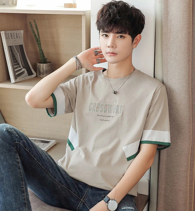 Men's Quick Dry Vintage Letter Korean Style T-Shirt