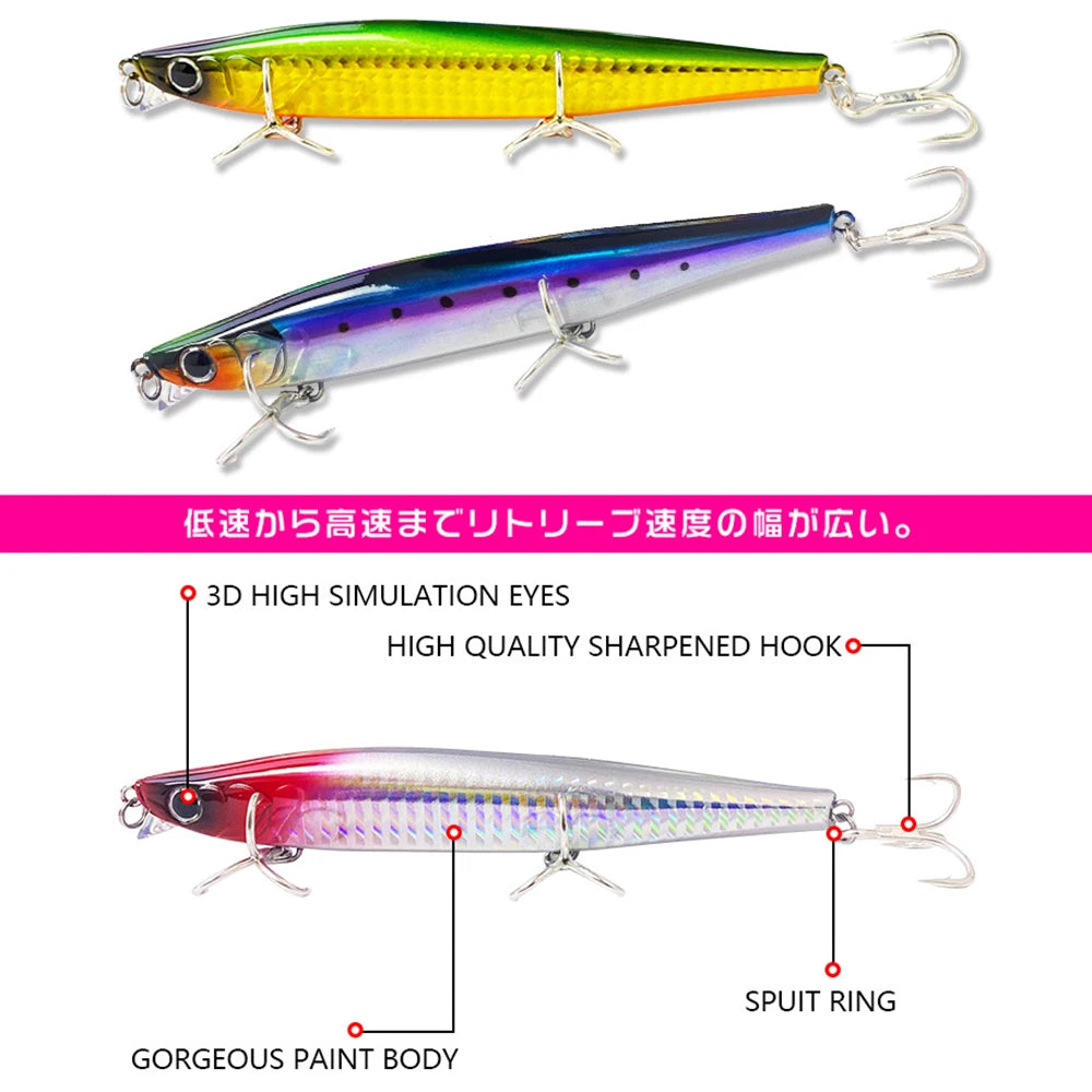 12.5cm 45g Fishing Lures Minnow Wobbler Long Casting Sinking Heavy Shot Artificial Hard Bait Fishing Accessories Decoy MN707