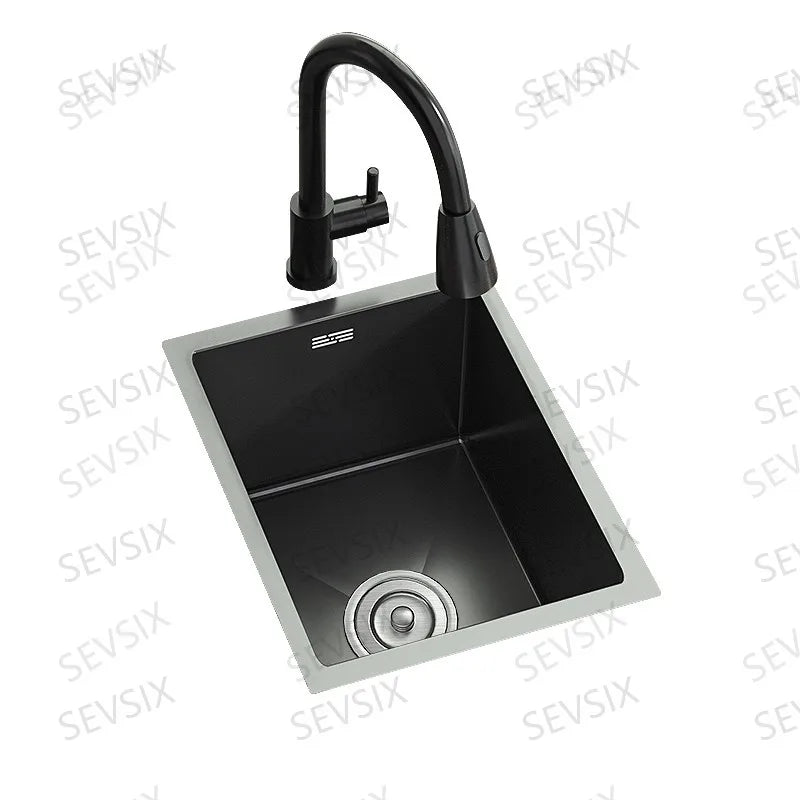 304 stainless steel Kitchen handmade small sink, single sink, vegetable washing basin, under counter, island counter, water bar - Daisan Mart