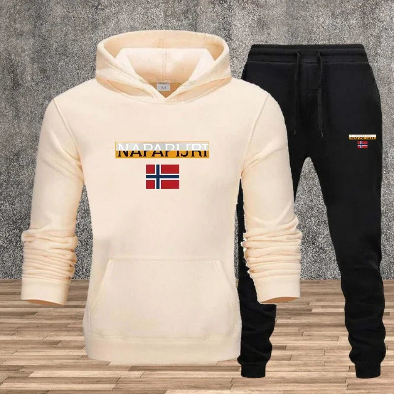 Men's Sportswear Printed Shirt Jogger Pants 2 Piece Dynamic Set