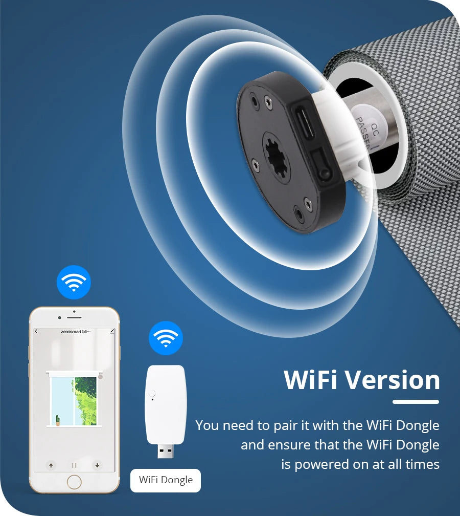 Zemismart WiFi Zigbee Smart Roller Blinds USB Charging