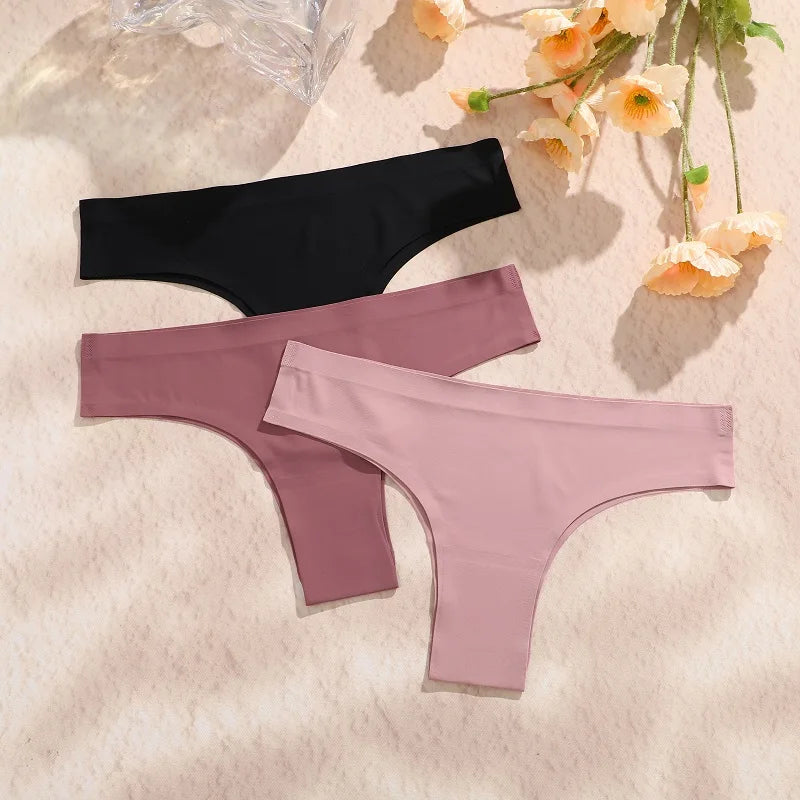 Set of 3 Sexy Ice Silk Low-Waist Ultra-Thin Women's Panties