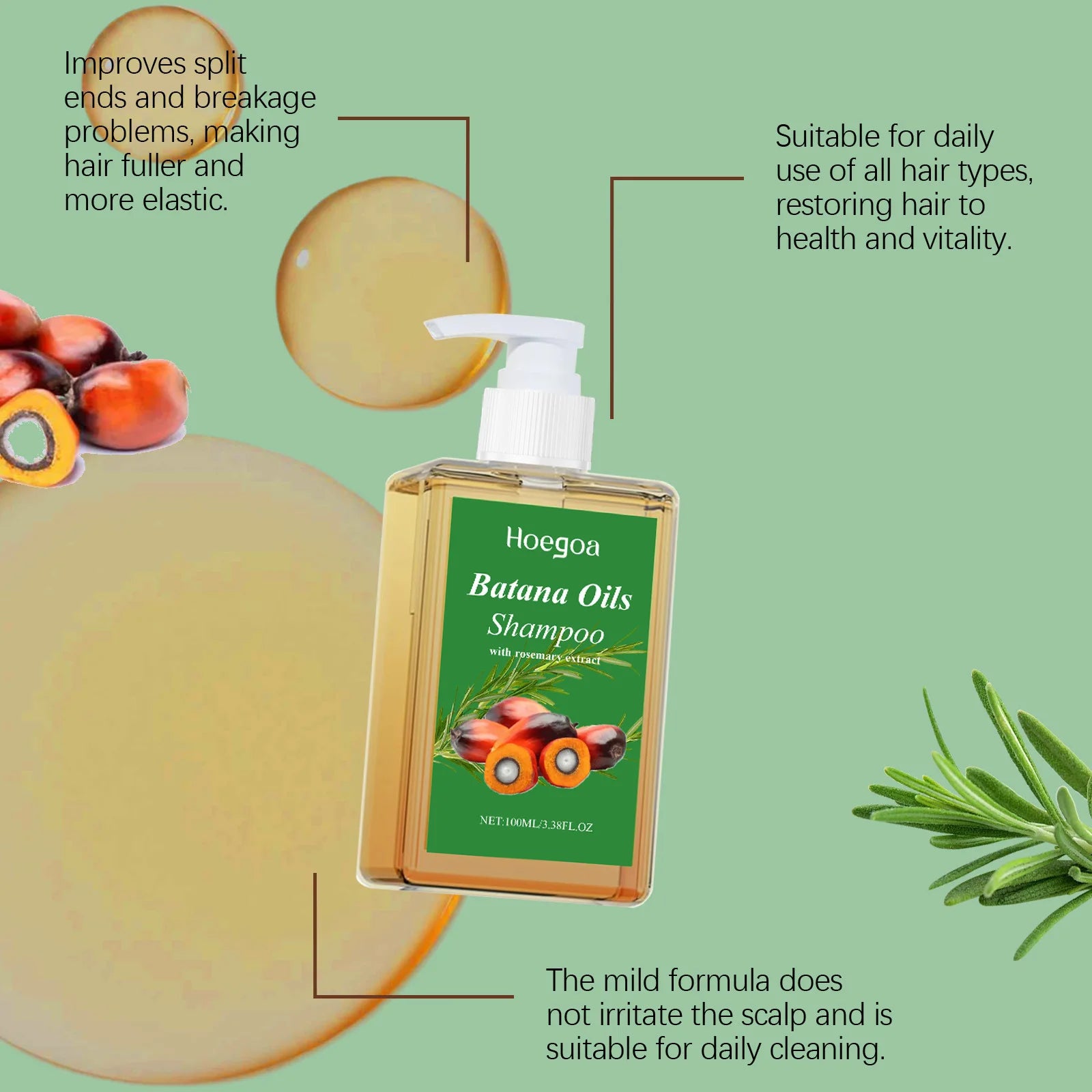 Batana Hair Care Shampoo - Anti-hair Loss, Smooth, Growth