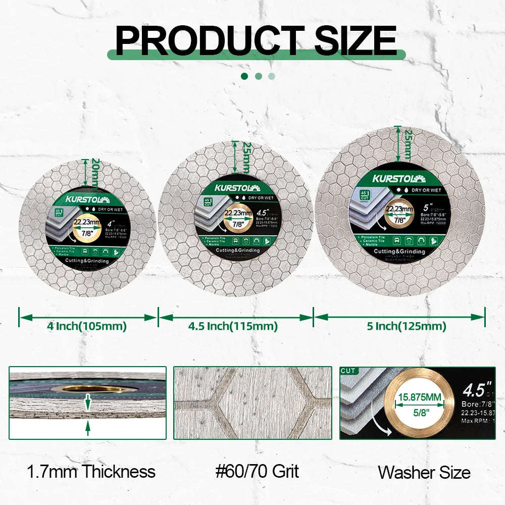 Đĩa Cắt Mài Kim Cương KURSTOL Đa Năng 105/115/125mm - Daisan Mart