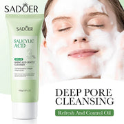SADOER Salicylic Acid Facial Cleanser Face Wash Foam Face Cleanser Moisturizing Facial Cleansing Hydrating Skin Care Products