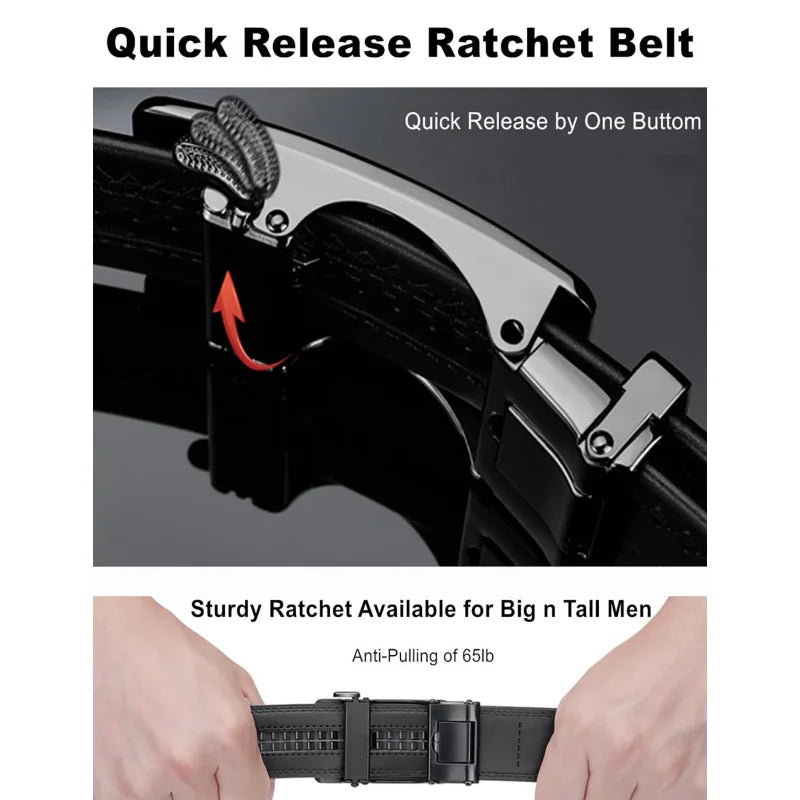 Men's Genuine Leather Belt - Automatic Adjustment Black/Brown