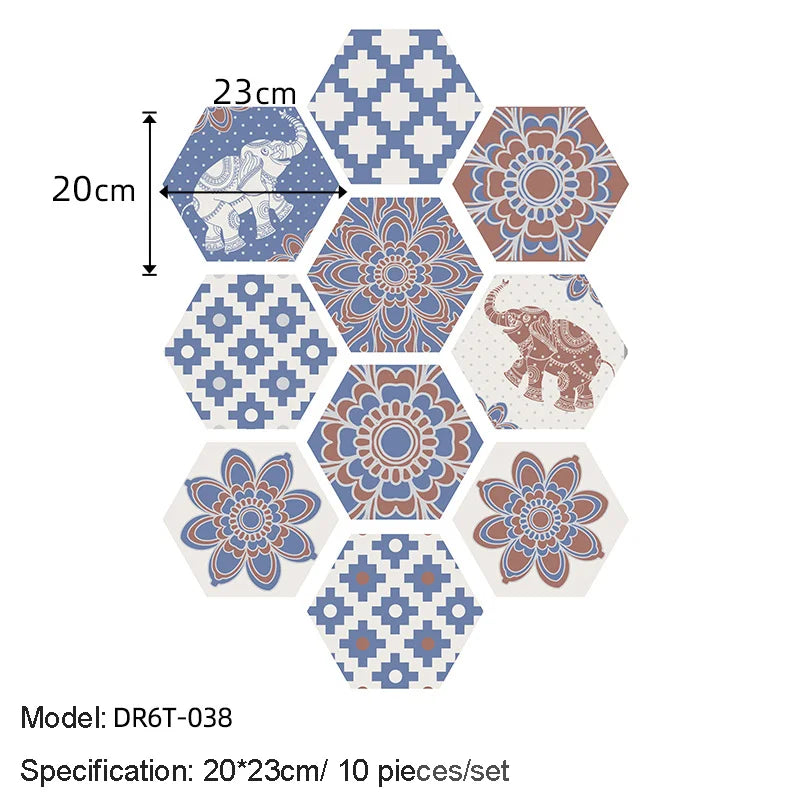 10/20PCS Wall Sticker Hexagon Self Adhesive Waterproof Vinyl PVC Floor Tile Wallpaper Sticker Kitchen Bathroom Home Decoration