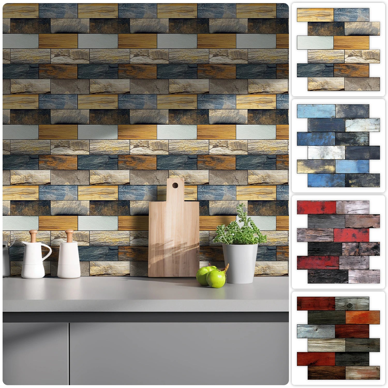 Gạch Dán Tường Vân Gỗ Kháng Dầu Phòng Bếp & Tắm