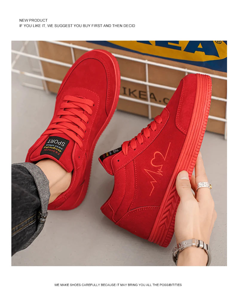 Giày Thêu Tim Đỏ Unisex - Thời Trang Thoáng Khí