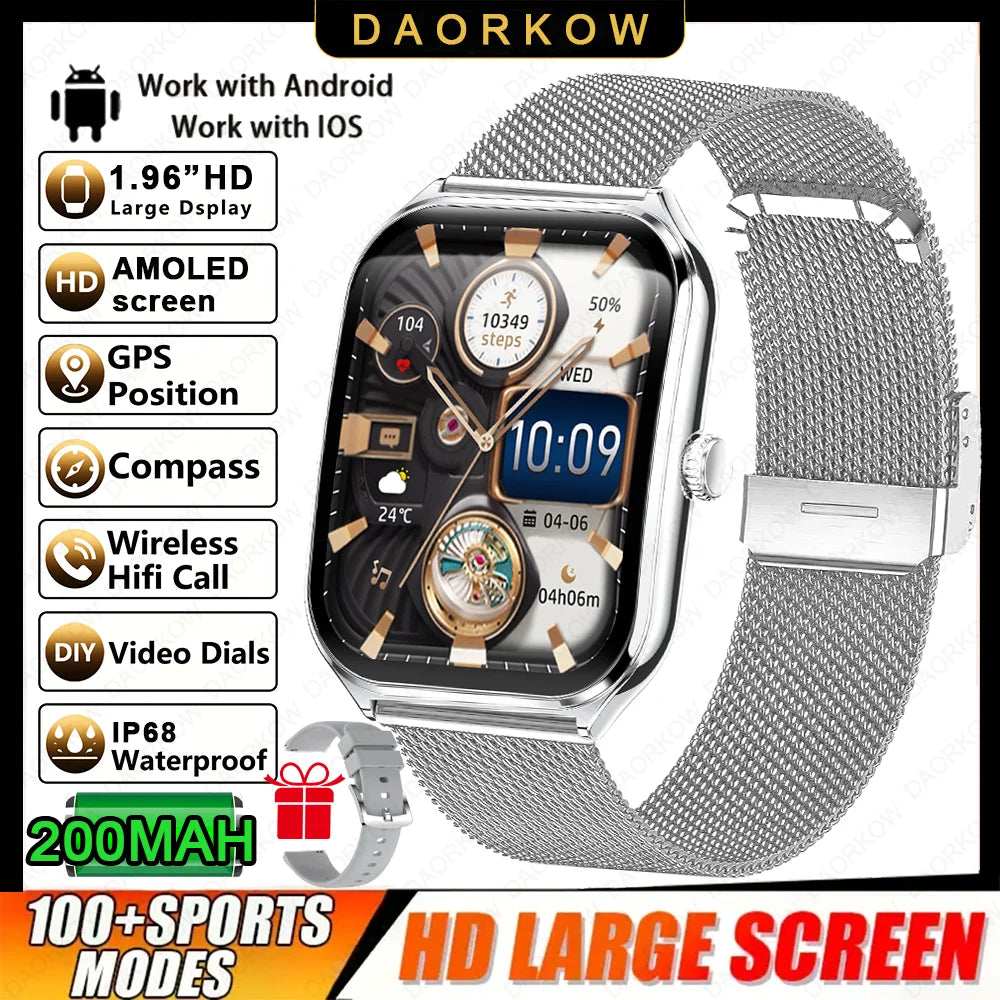 Đồng hồ thông minh mỏng nhẹ 1.96'' hỗ trợ 100+ môn thể thao