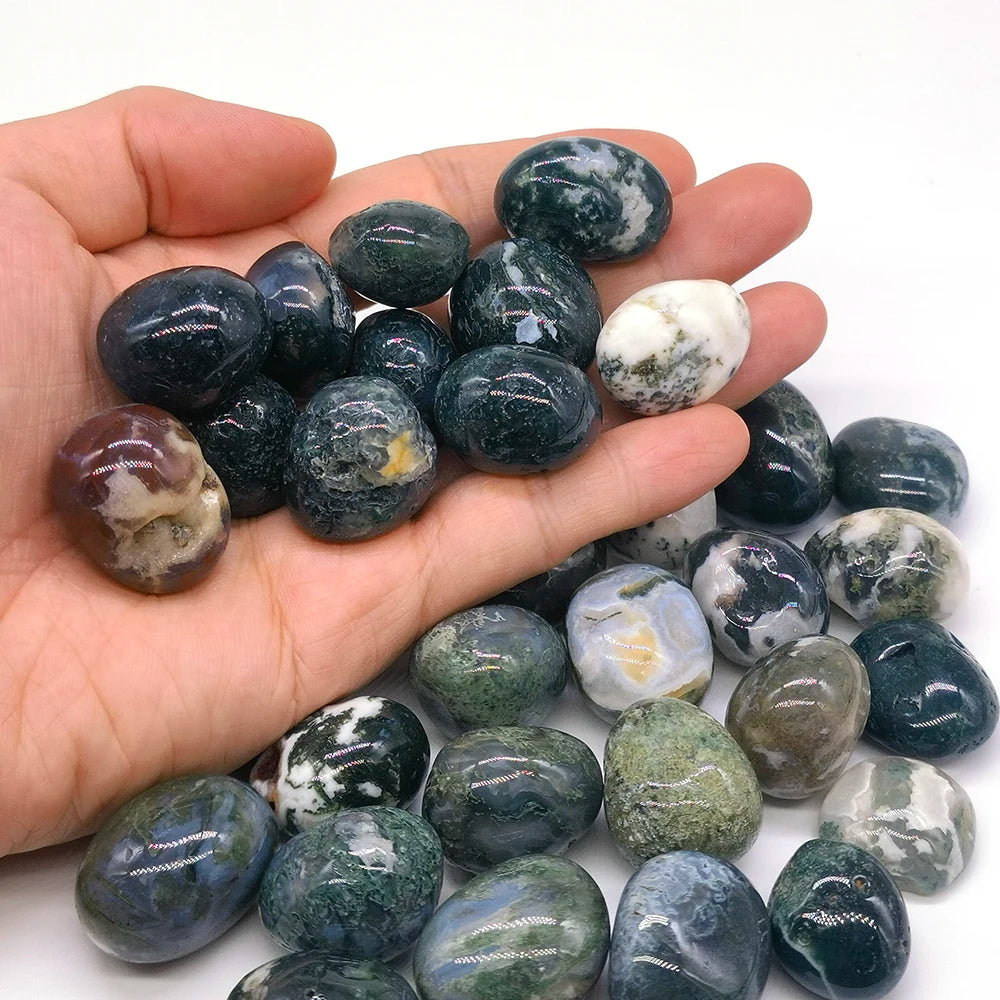 Natural Moss Agate Polished for Home Decoration