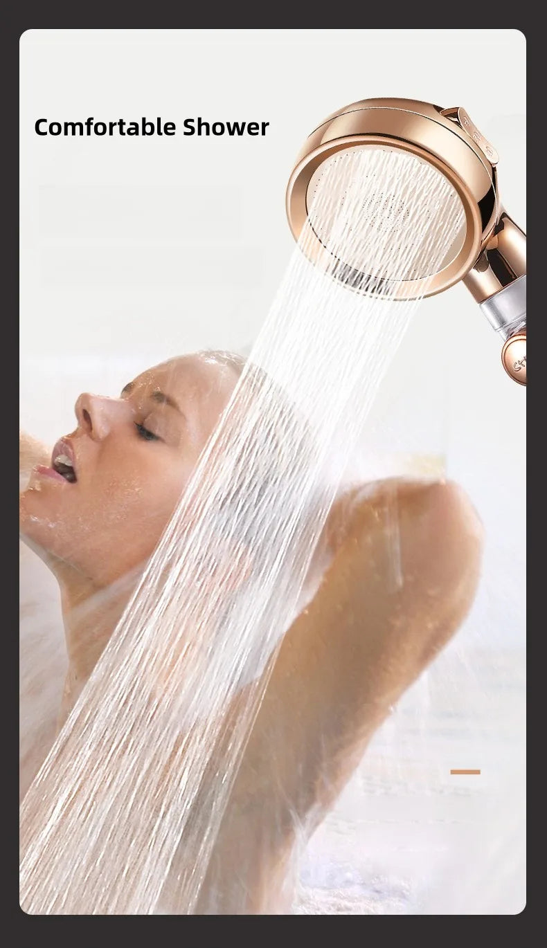 Handheld Turbocharged Pressure Shower Head 3 Modes Propeller Turbo Showerhead for Detachable Rainfall Spray and One-Touch Switch