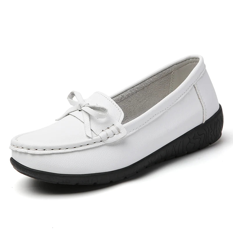 Women's Genuine Leather Loafers - Fashionable, comfortable wedge sole