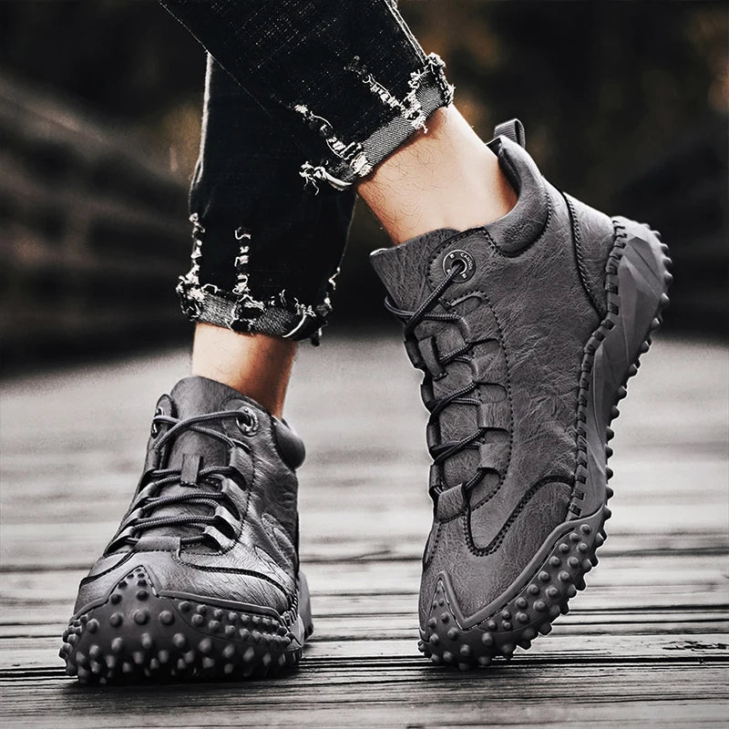 Men's Vintage Handmade Leather High-Top Lace-Up Retro Shoes