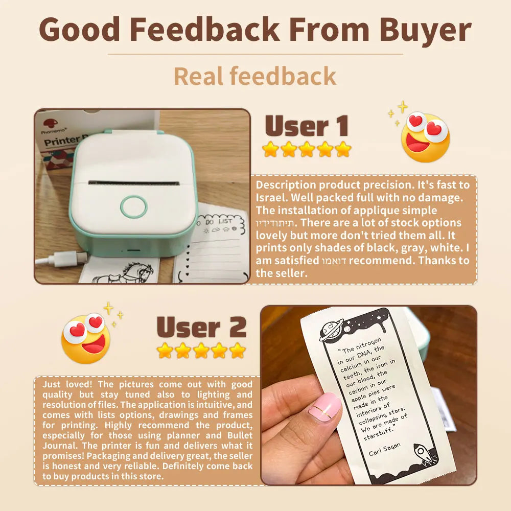 Phomemo Portable Mini Thermal Printer T02 Mini Pocket Label Printer DIY Self-adhesive Sticker Label Machine Various Label Paper - Daisan Mart