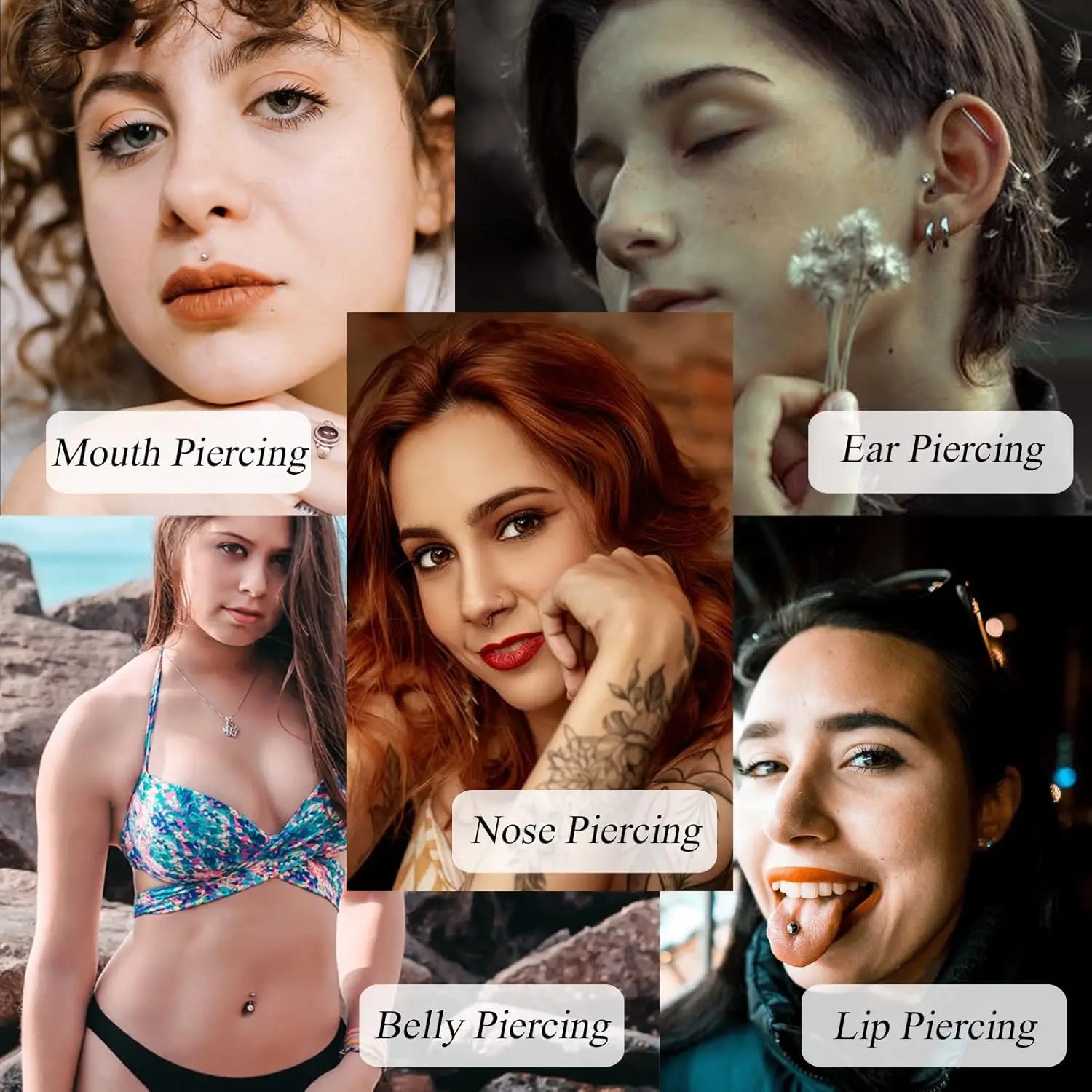 Sterilized piercing needle set of various sizes for body piercing