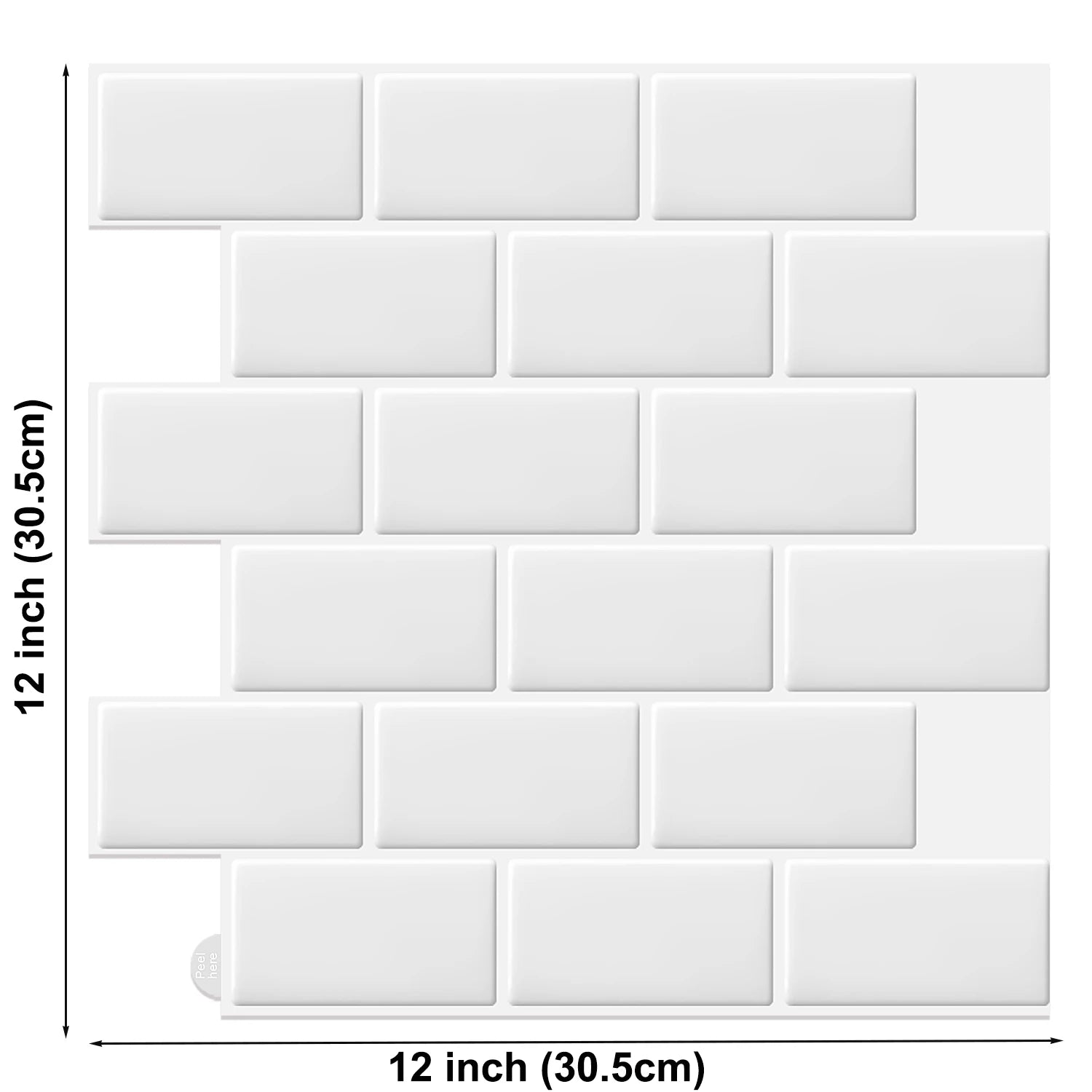 Premium 12x12 inch Kicthen Bathroom Backsplash Wall Stickers Self adhesive vinyl wallpaper shell and stick 3D Metro effect tiles