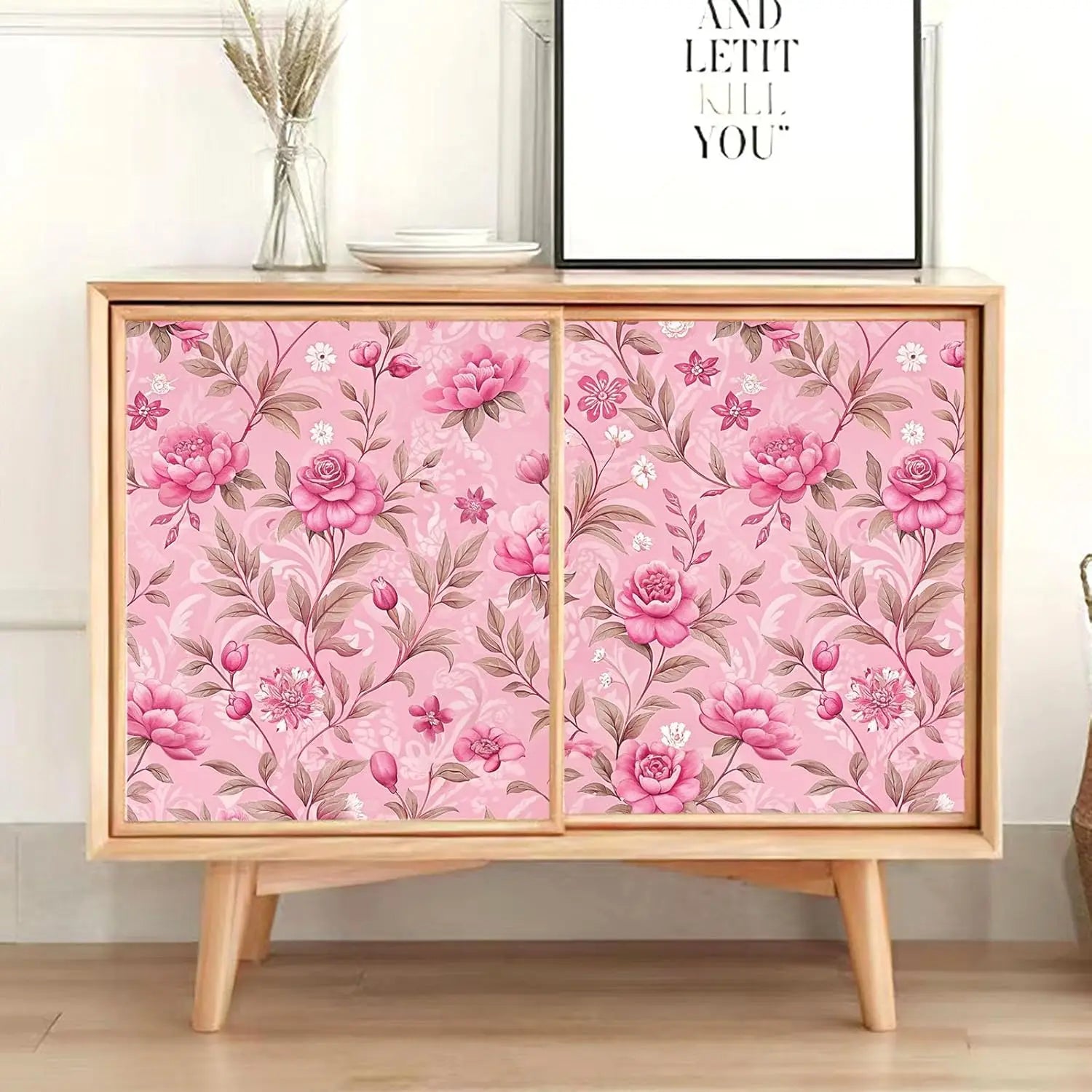 Giấy Dán Tường Hoa Hồng Dính Tạm Chống Nước 50cm