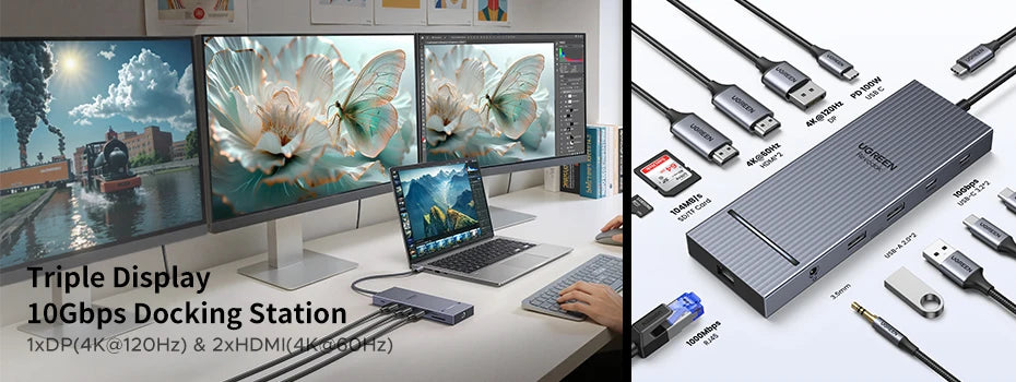 Hub USB-C UGREEN 10Gbps 4K60Hz Đa Năng Cho Laptop