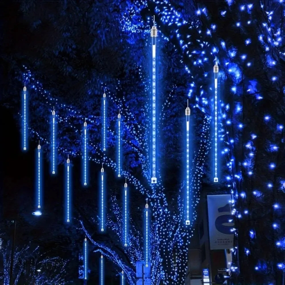 Đèn LED Mưa Sao 8 Ống 30cm Pin AA Trang Trí Sân Vườn - Daisan Mart