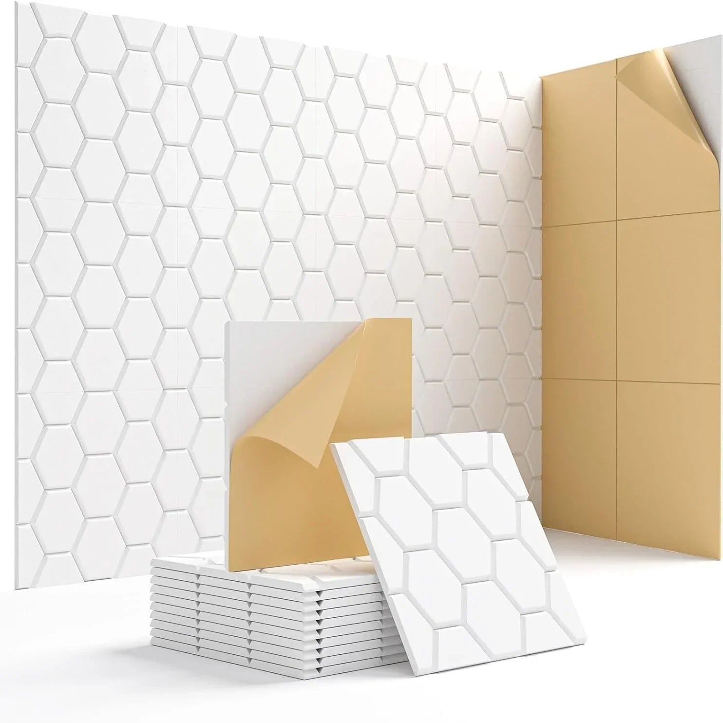 Honeycomb Felt Wall Panels Self-Adhesive Soundproof Tiles Peel &amp; Stick Noise Reduction for Home Office Nursery Acoustic Wall