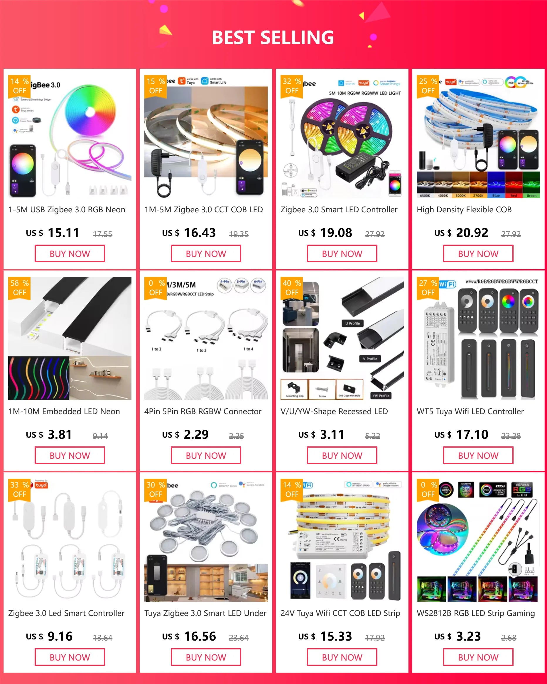 Zigbee 3.0 5IN1 LED Strip Light Smart Brightness Adjustment