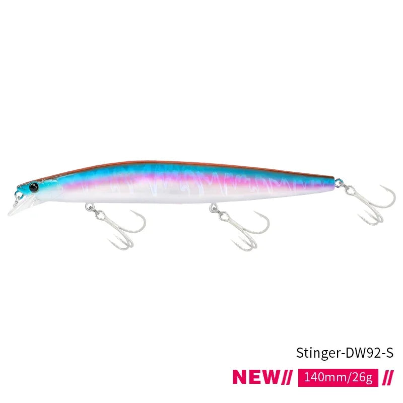 TSURINOYA Stinger 140S Fishing Lure Sinking Minnow DW92 140mm 26g Saltwater Seabass Ultra Long Casting Large Hard Baits Jerkbait