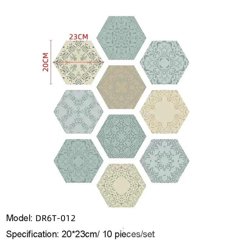 10/20PCS Wall Sticker Hexagon Self Adhesive Waterproof Vinyl PVC Floor Tile Wallpaper Sticker Kitchen Bathroom Home Decoration