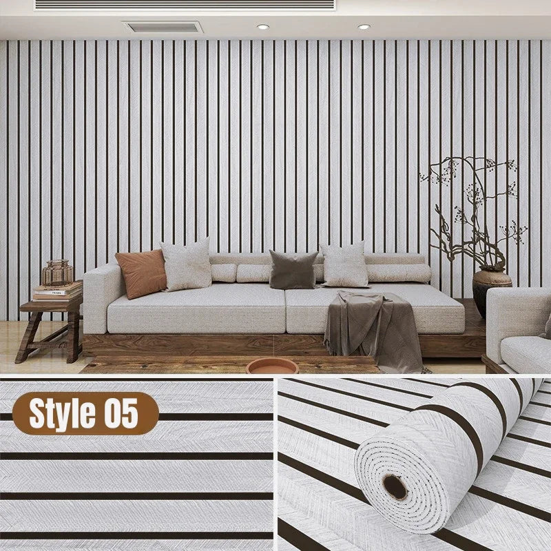 Vintage Self Adhesive Foam Wall Sticker with Grille Pattern Self-Stick Decor for Bathroom Kitchen Ceiling Wood Grain Wallpapers