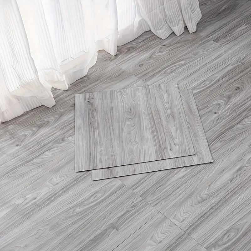 12-Pack Self-Adhesive Vinyl Floor Tiles, Waterproof Peel &amp; Stick Wood Look PVC Flooring for Bedroom Living Room Home Decor