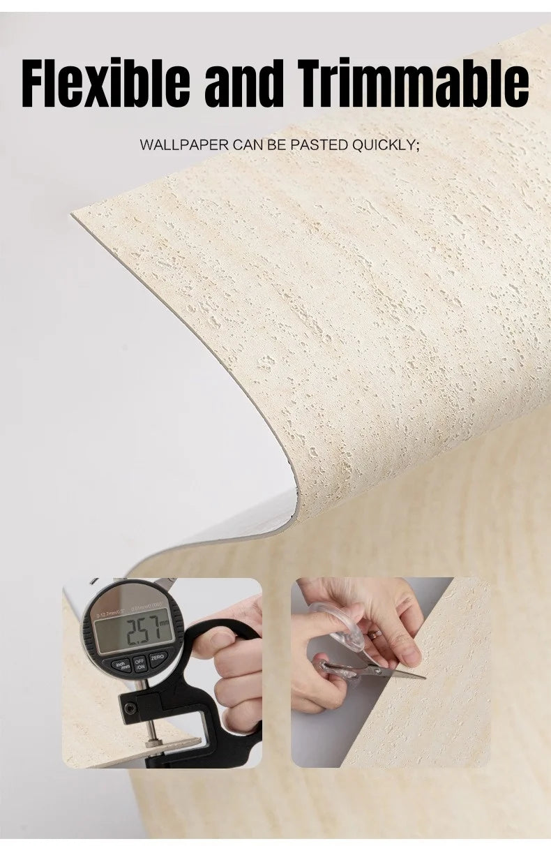Giấy Dán Tường 3D Vân Đá Travertine Dẻo Tự Dính - Daisan Mart