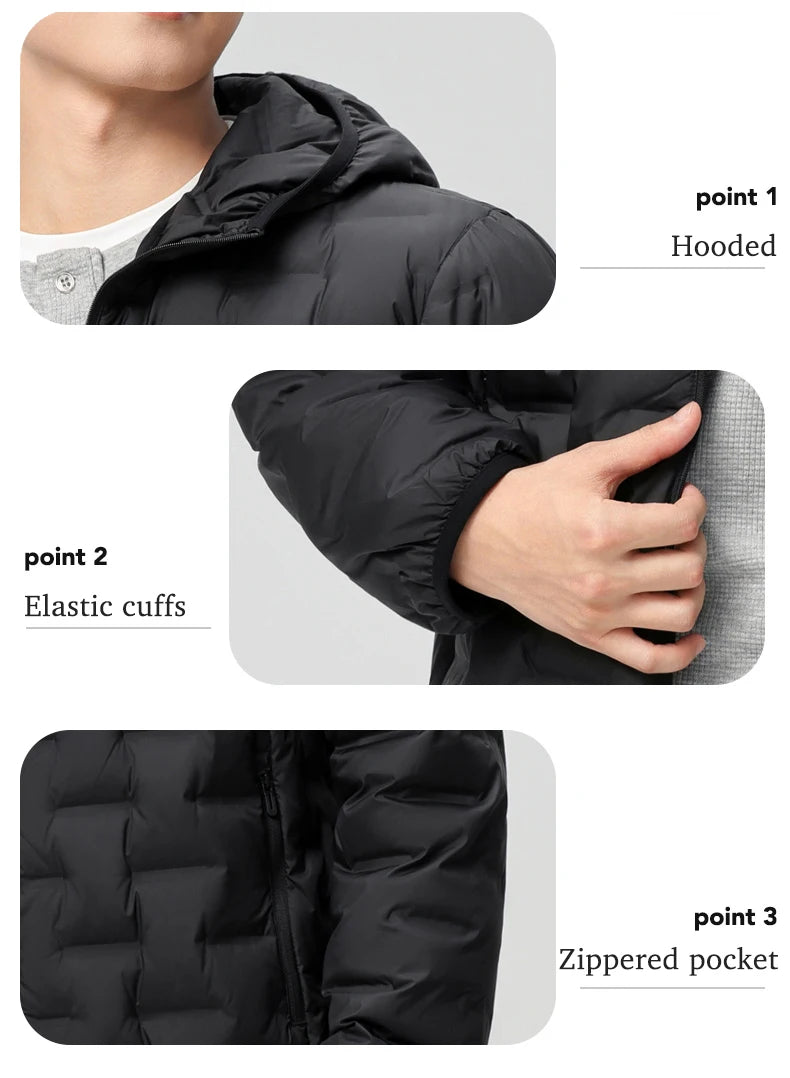 Men's waterproof down jacket keeps warm outdoors