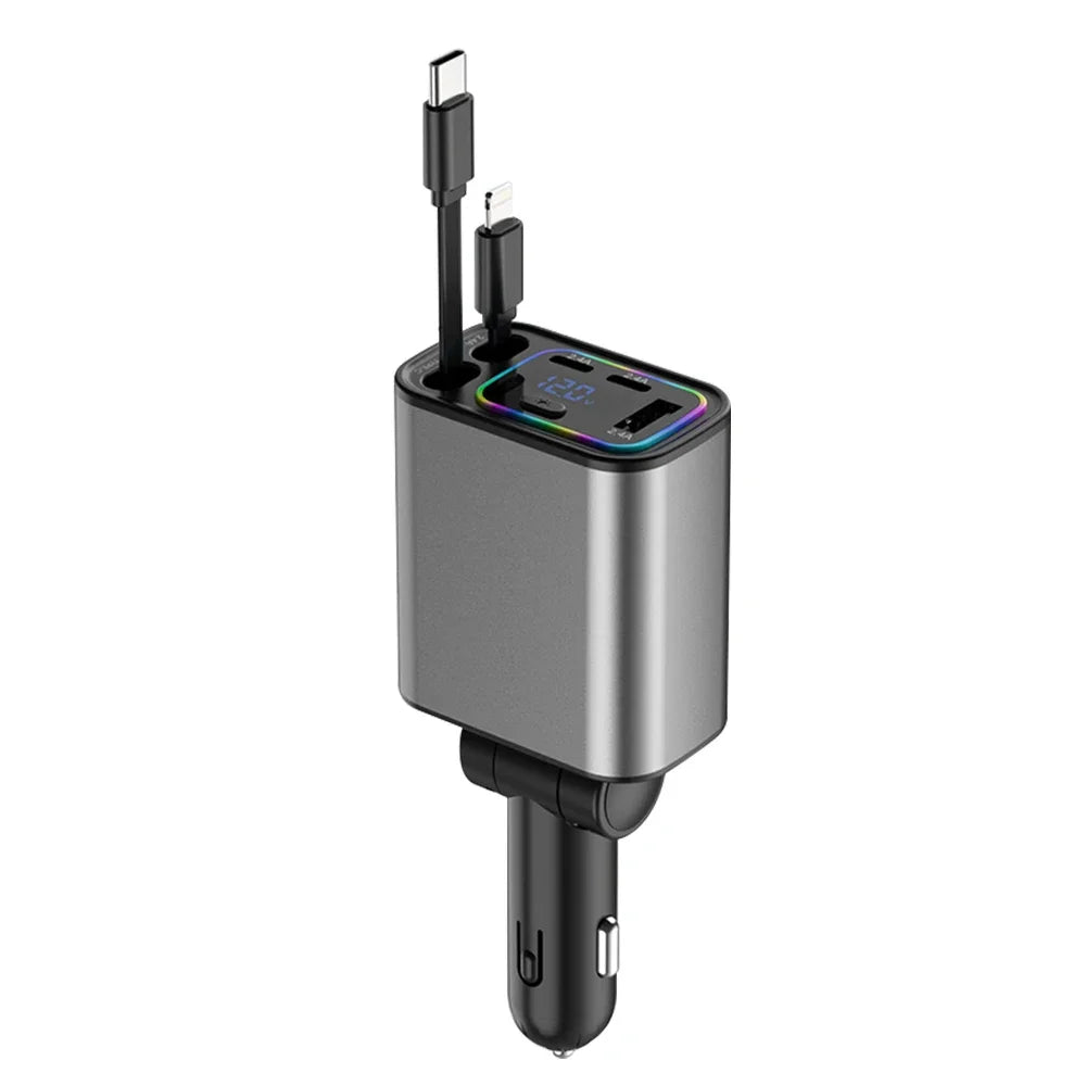 Sạc Nhanh Đa Năng 60W - Cáp Rút iPhone Android