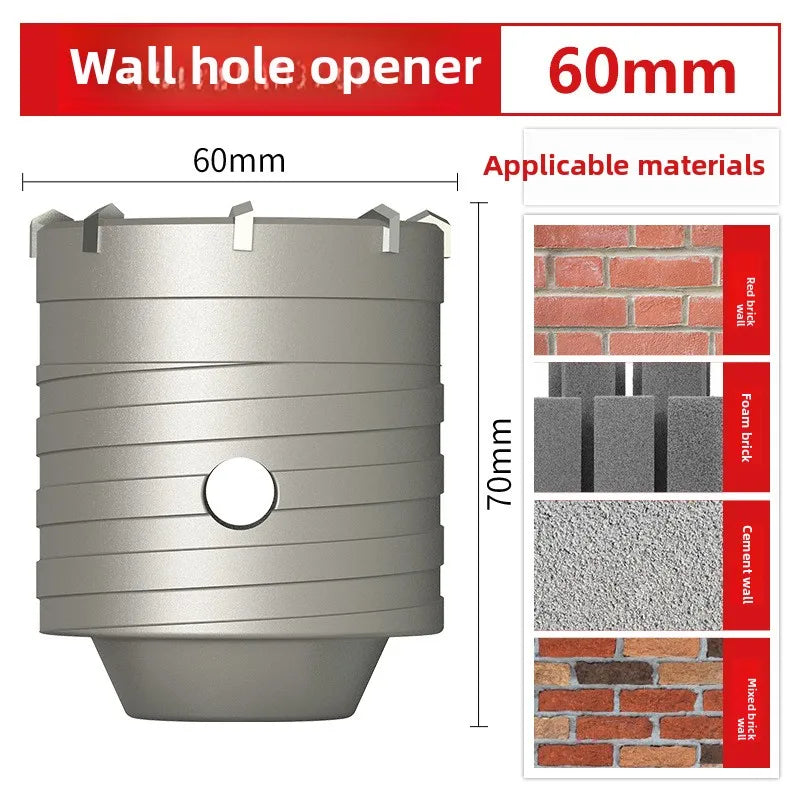 Wall hole opener drill bit impact drill set for drilling brick walls, air conditioning, concrete, and expanding water pipes.