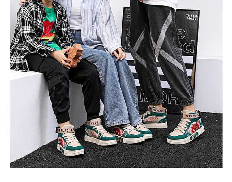 High-end Men's Sneakers with Fashionable Printed Patterns