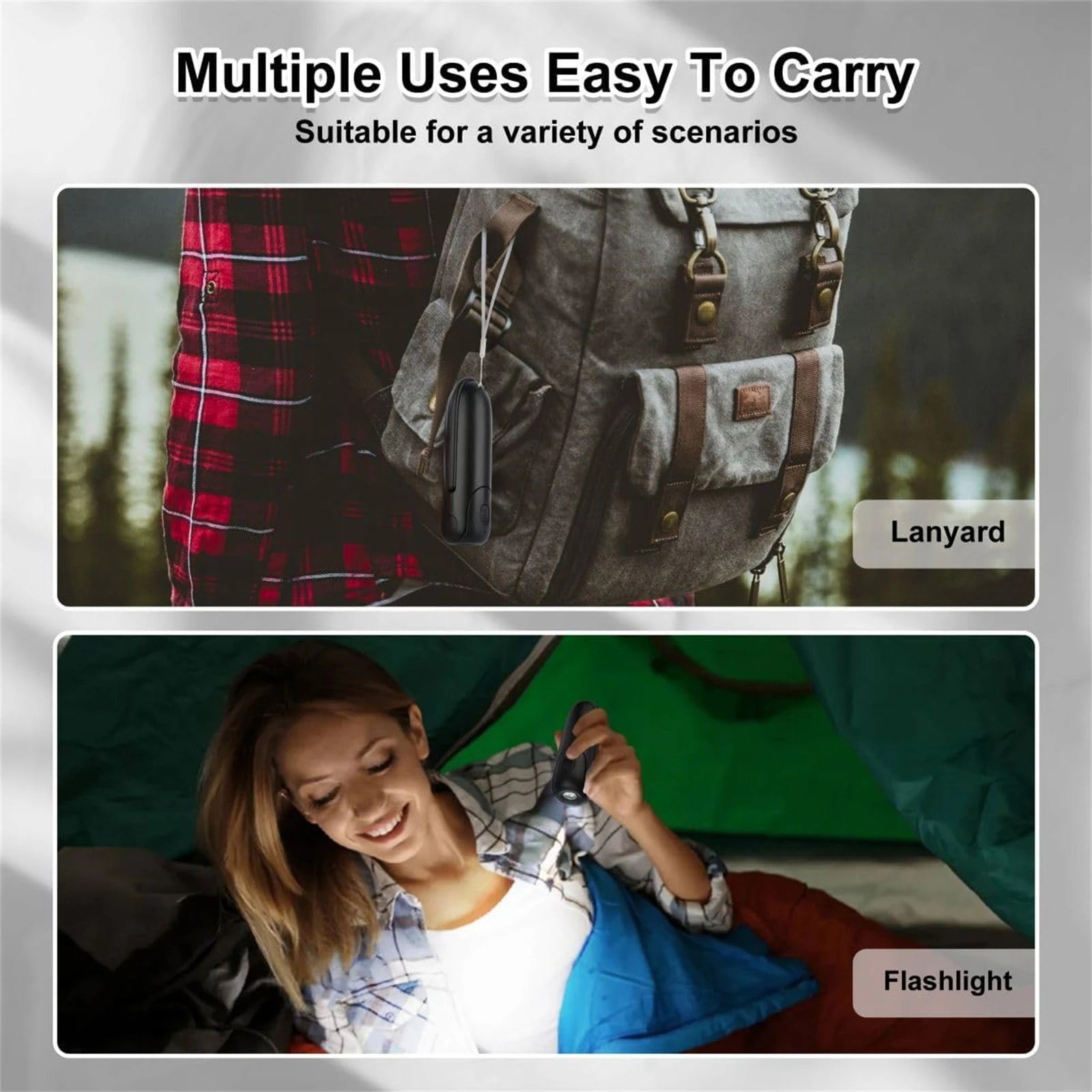 Mini Fan Handheld, 3 Speeds Handheld Fan, 3 in 1 Portable USB Fan with Flashlight Power Bank, for Travel, Home, Women, Makeup