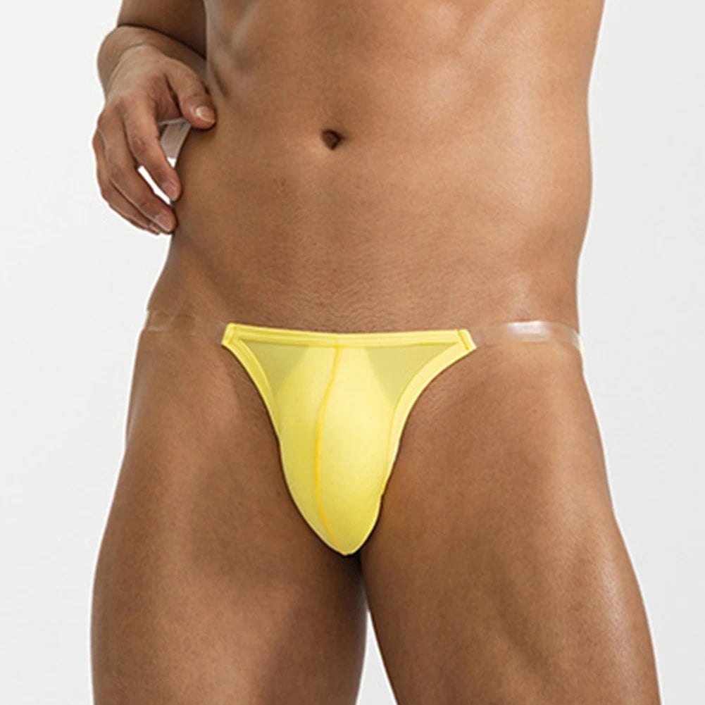 Ice Silk Men's Sexy Low-Waist Transparent Underwear