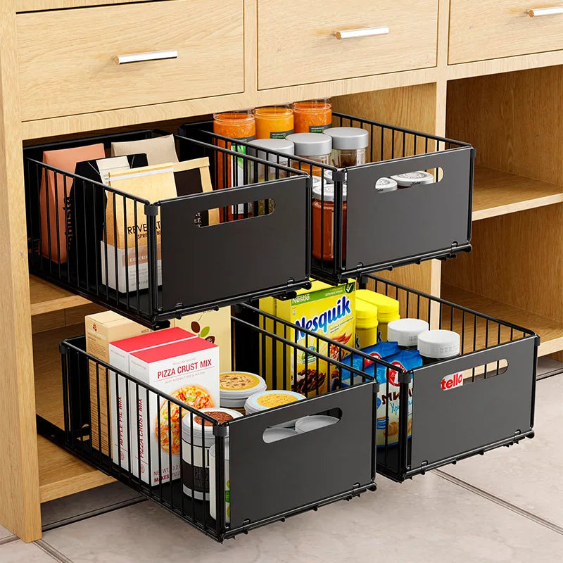 Multi-purpose Pull-Out Rack for Kitchen Cabinets - Spice Storage