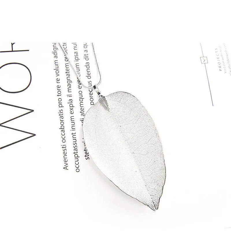 Women's Fashion Simple Punk Silver Leaf Necklace
