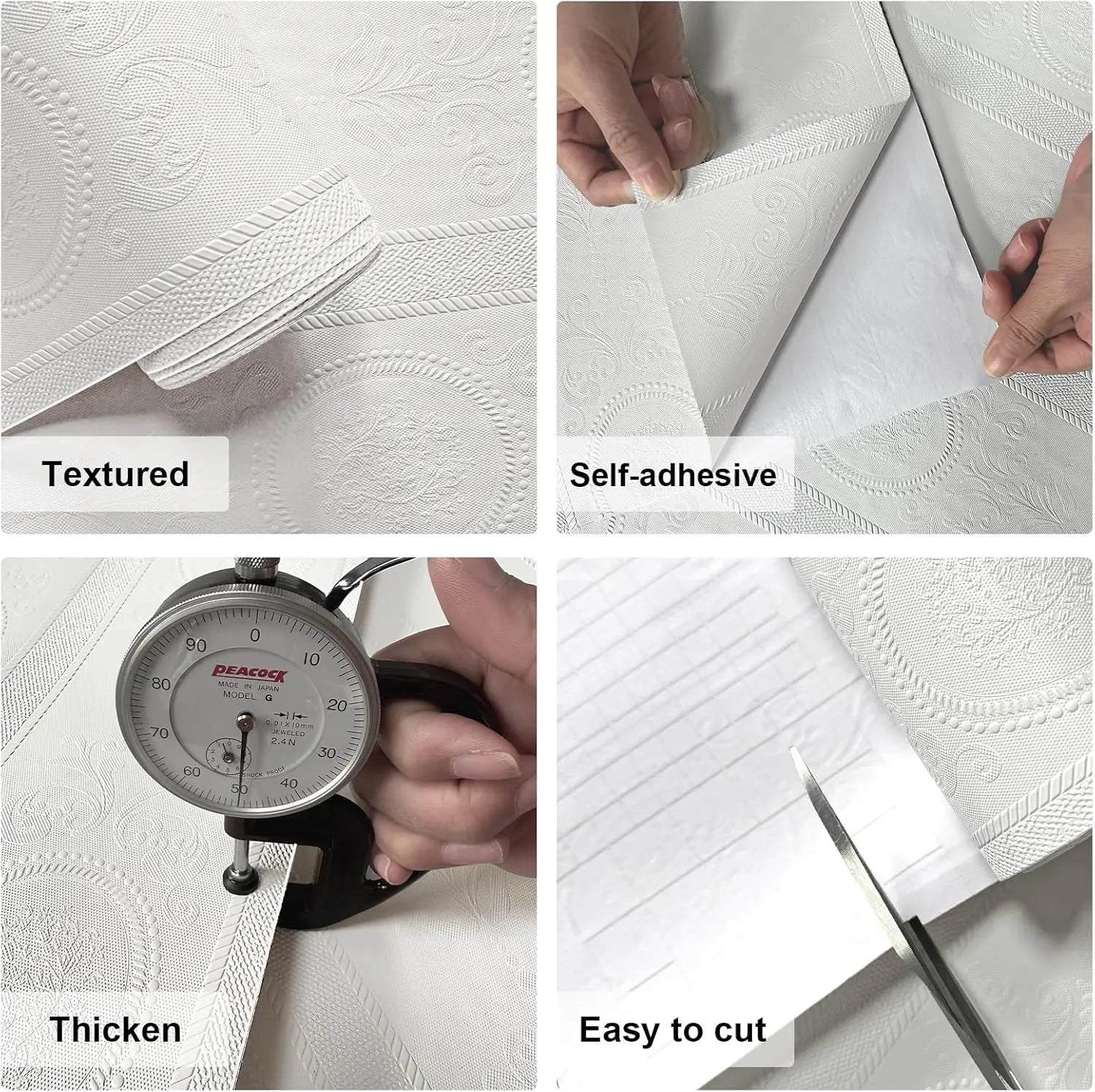 3D Green Embossed Peel and Stick Wallpaper Damask Textured Self Adhesive Wallpaper Modern Floral  Contact Paper for Living Room