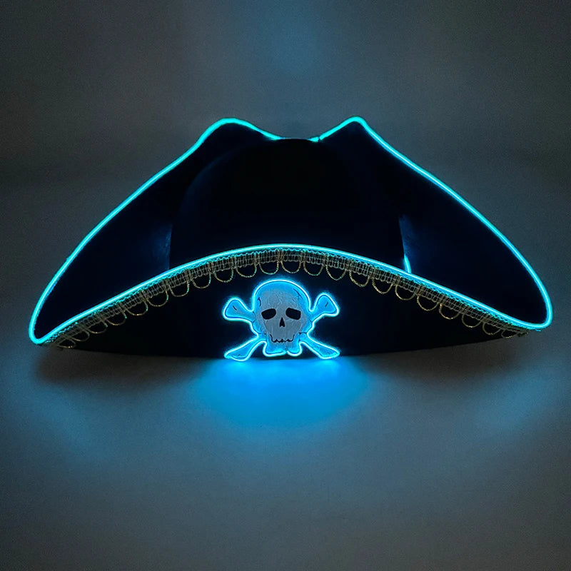Halloween LED Light-Up Pirate Hat Skull Pattern